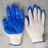Перчатки (пара) ПЕНА облитые, синяя ладонь (2373)