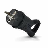 Вилка однофаз.с ушком каучук 10003