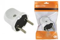 Вилка бз белая прям.6А 250В TDM