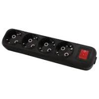 Колодка 4 гнезда 2П+3 с выкл.(0430) 16А 250В черная