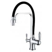 Смеситель дкухни хром гибкий LANDBERG LB18090 (черный шланг) к40